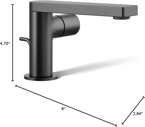 Vista 15 de Kohler 73050-7-BL Composed Grifo de lavabo de baño con mango cilíndrico, 1.2 gpm, negro mate