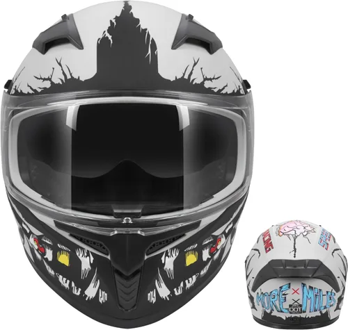 Vista 5 de Casco de Motociclista de Cara Completa Certificado DOT – Cáscara Ligera de ABS, Modelo de Bicicleta de Calle con Protector Solar y Visera