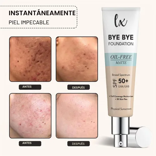Vista 7 de Lx Blend Bye Bye Foundation Crema hidratante de cobertura mate sin aceite con SPF 50 (LIGHT) 1 FL OZ