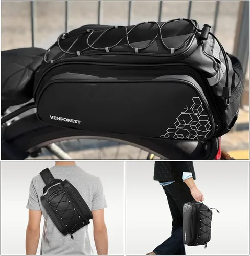 Vista 5 de Bolsa Trasera para Bicicleta, Bolsa de Maletero de Bicicleta de 20L PVC Impermeable para Bicicletas de Carretera y de Montaña, Bolsa Multifuncional