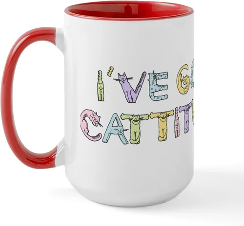 Vista 19 de CafePress Cattitude Funny Cat Saying Taza Grande de Café de Cerámica 15 oz (444 ml)
