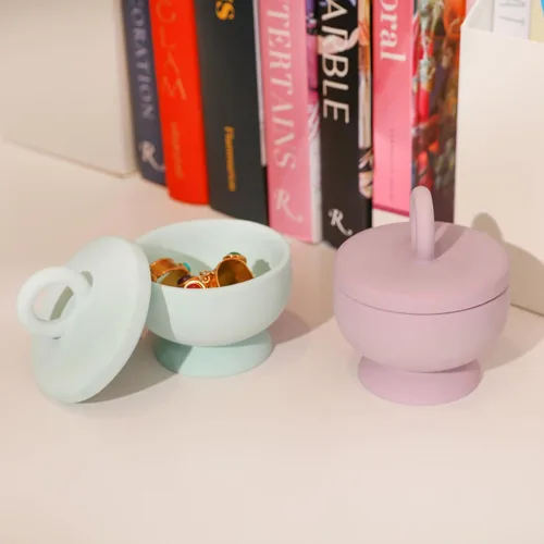 Vista 7 de Boowan Nicole Tarro de vela de hormigón de cáliz Molde de silicona Soporte de vela de cemento con tapas, recipientes de molde para suministros