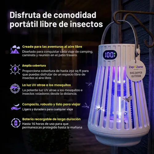 Vista 2 de Zap Zone Defender Bug Zapper Exterminador de mosquitos recargable