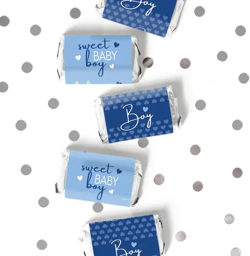 Vista 8 de Blue It's a Boy Baby Shower Mini envoltorios de barra de caramelo, 42