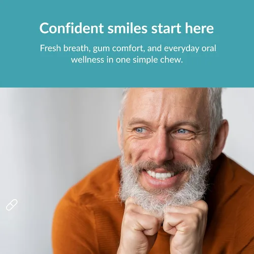 Vista 5 de Sane MD PRO60+ Dental Reviver para adultos mayores de 60 años, tabletas de probióticos orales masticables para encías saludables, aliento fresco