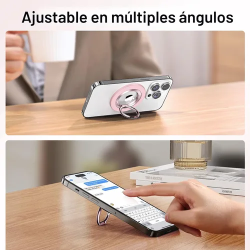 Vista 6 de SYNCWIRE - Soporte magnético con aro para MagSafe, rotación de 360 grados, agarre y soporte para teléfono, aro para dedo, doble imán, compatible