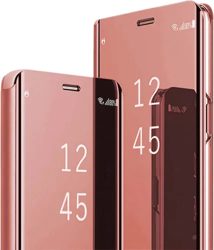 Vista 8 de Funda compatible con Samsung Galaxy Note 20 Ultra, funda de piel transparente con espejo S-View, a prueba de golpes, con función atril