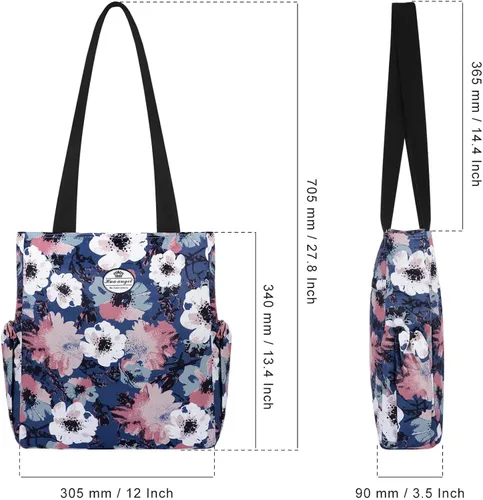 Vista 3 de HUA ANGEL Bolsa de viaje Bolso de hombro casual ligero diario floral para ir de compras, trabajo, gimnasio, playa