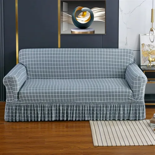 Vista 17 de MIPOPS Funda de sofá estampada elástica para sillón, fundas con patrón con falda lavable, protector de muebles de elastano para sala de estar