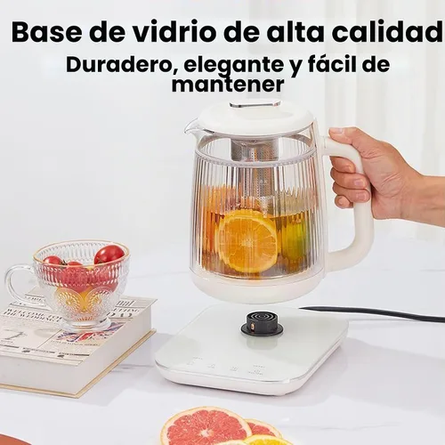 Vista 5 de Hervidor eléctrico de doble capa de 1,5 L con olla de estofado, olla de cristal para la salud, máquina de té de vidrio 9 en 1, panel táctil