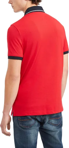 Vista 2 de Tommy Hilfiger Polo de manga corta de algodón con estampado de bandera de piqué para hombre en ajuste regular
