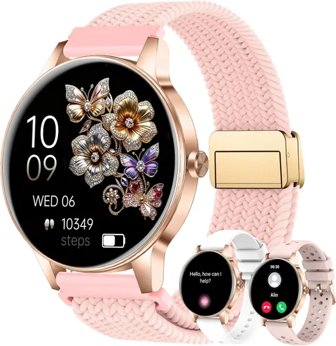 Vista 13 de Relojes inteligentes para hombres y mujeres (respuesta/hacer llamadas), pantalla HD de 1.27 pulgadas con monitor de frecuencia cardíaca/sueño, más