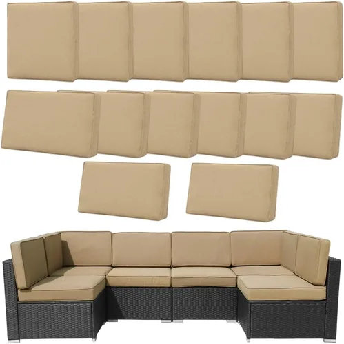 Vista 28 de 14 Fundas de Cojines para Exteriores de Repuesto Lavables Impermeables Resistentes a UV con Cremallera para Sofá de 6 Plazas Fundas Deslizantes
