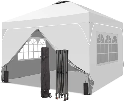 Vista 18 de GDY Tienda de campaña desplegable para exteriores de 8 x 8 pies con una configuración de empuje, kiosco de fácil instalación con 4 paredes laterales