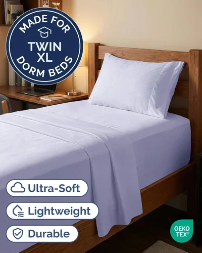 Vista 708 de Extra Deep Twin XL Sheet Set - 3 Piece College Dorm Room - White 01-Blanco