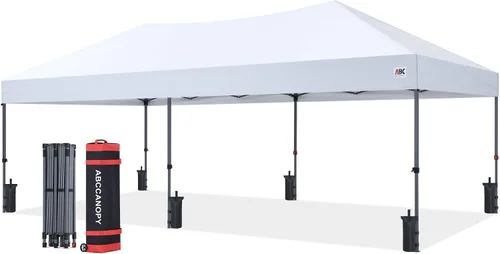 Vista 48 de ABCCANOPY Toldo desplegable – Tienda de campaña portátil para patio al aire libre resistente para patio trasero y terraza con 4 bolsas de arena Beige