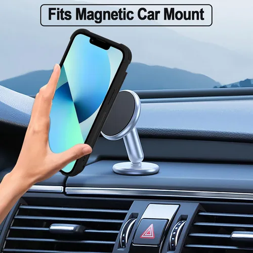 Vista 6 de VANAVAGY Funda tipo cartera compatible con iPhone 13 Mini para mujeres y hombres, funda de piel sintética con tapa para teléfono compatible con Negro