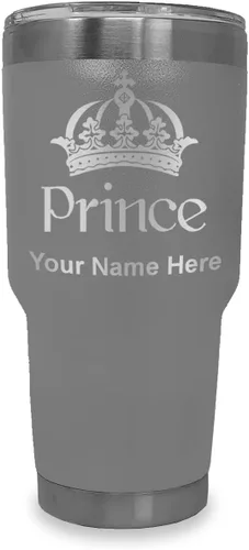 Vista 39 de LaserGram Vaso aislado al vacío de 20 onzas, Prince Crown, grabado personalizado incluido (negro)