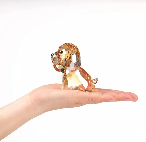 Vista 4 de DOJOZ Crystal Puppy Lindo Perro Encantador Escritorio Estatua Pequeños Adornos Decoración Del Hogar (Azul)