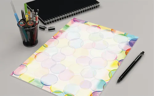 Vista 2 de Papelería de círculos coloridos - 8.5 x 11 - 60 hojas con membrete con borde (círculos de acuarela)