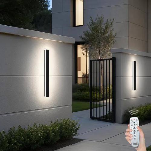 Vista 20 de Luces de pared modernas para exteriores de 39 pulgadas, 2700 K-6500 K, aplique de pared al aire libre regulable seleccionable con control remoto