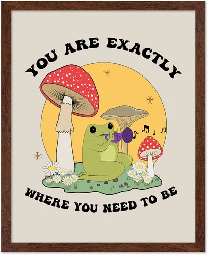 Vista 65 de Poster Master All That Is Meant To Be Poster - Retro Frog on Mushroom Print - Meditation Art - Motivational Design - Preppy Print - Trendy Decor