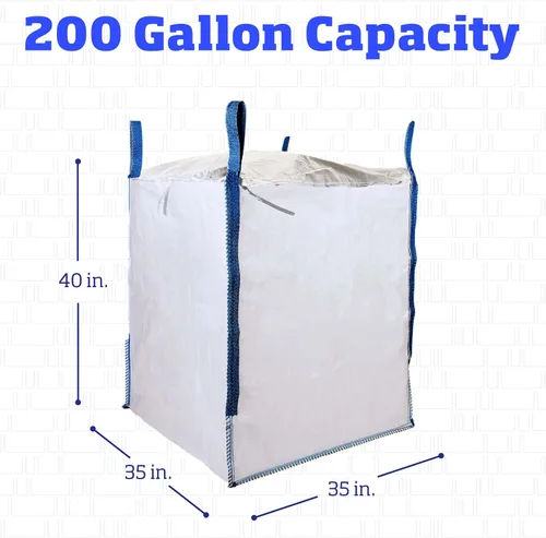 Vista 7 de DURASACK Bolsas de basura para contratistas resistentes para obras en masa de 200 galones, color blanco, tejidas de polipropileno para demolición