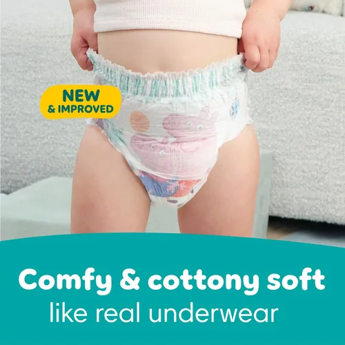 Vista 7 de Easy Ups - Pantalones de entrenamiento para niñas y niños, talla 4 (2T3T), 25 unidades, ropa interior absorbente de Peppa Pig, hasta un 100% a