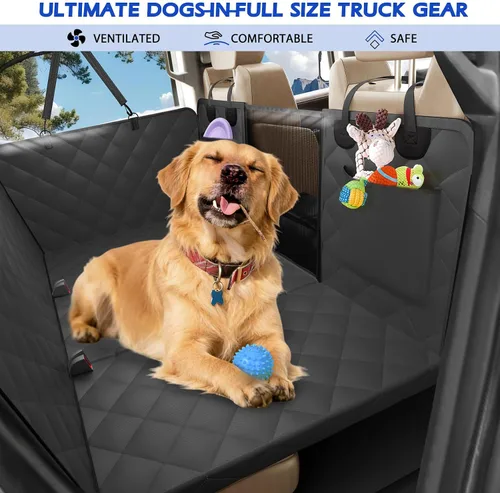 Vista 7 de Extensor de asiento trasero XL para perros, funda de asiento de Negro