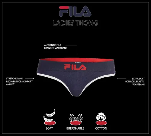 Vista 2 de Fila Calzones de tanga de algodón con logotipo clásico para mujer