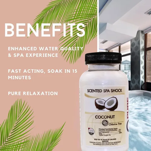 Vista 5 de Coconut Aromatherapy Spa Shock para jacuzzis y spas Tratamiento de choque oxidante sin cloro para jacuzzis Compatible con tabletas de bromo
