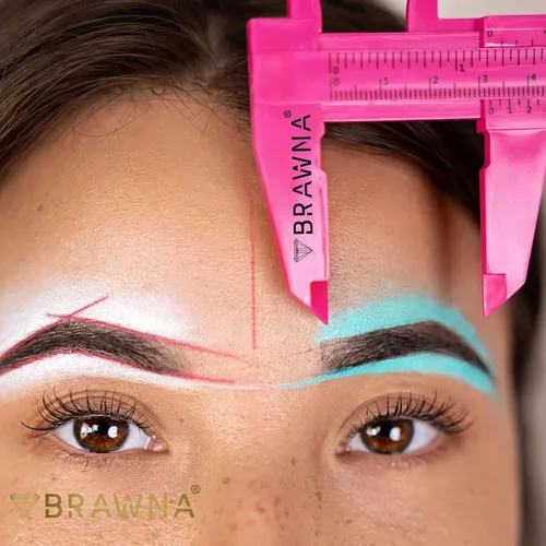 Vista 4 de BRAWNA Brow Pro - Regla de pinza de cejas para PMU, color rosa