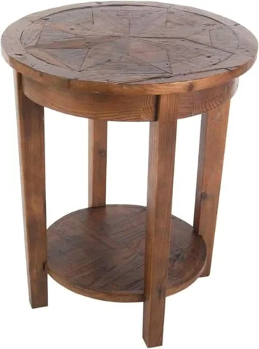 Vista 10 de Alaterre Furniture Revive - Mesa auxiliar redonda de 20 pulgadas con estante inferior para almacenamiento y personajes de madera únicos, muebles