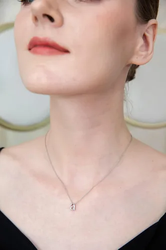 Vista 2 de B. BRILLIANT Collares con inicial para mujer, plata esterlina, pequeño, delicado, alfabeto, letra, nombre, colgante personalizado para mujer
