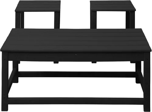 Vista 7 de WestinTrends Malibu - Juego de mesa auxiliar y café para silla Adirondack, 3 piezas, color negro