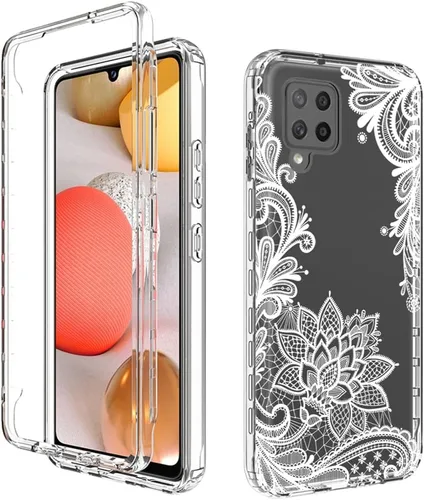 Vista 6 de Funda para Galaxy A42 5G, Galaxy M42 5G SM-A426 con protector de pantalla de vidrio templado, bonito diseño de mandala transparente, funda Mandala 3