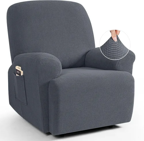 Vista 55 de TAOCOCO Funda reclinable de 4 piezas, funda elástica para sofá reclinable de 4 piezas, funda reclinable con 1 asiento, protector de sofá suave