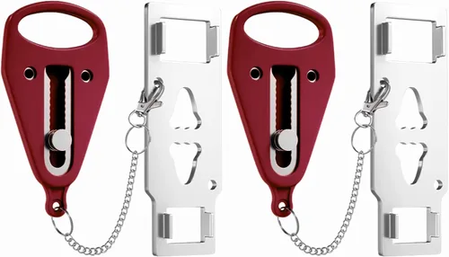 Vista 11 de Cerradura de Puerta Portátil Paquete de 2 para Viajes – Cerraduras de Puerta de Hotel para Seguridad de Viajeros – Cerradura de Seguridad de Puerta