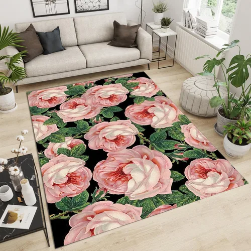 Vista 16 de Alfombra de área de flores simples moradas, alfombra abstracta degradada para interiores, decoración de sala de estar, cálida, suave, duradera