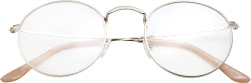 Vista 3 de Lentes transparentes con armazón de metal, redondos, diseño clásico.