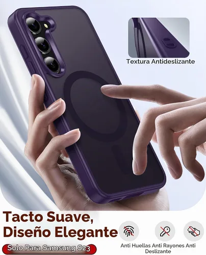 Vista 5 de LeYi Funda para teléfono Samsung-S23: protector de pantalla e imán MagSafe Púrpura