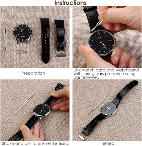 Vista 4 de NICERIO 400 piezas de correa de reloj profesional de acero inoxidable, barras de resorte con herramienta de reparación de removedor, 0.236 in