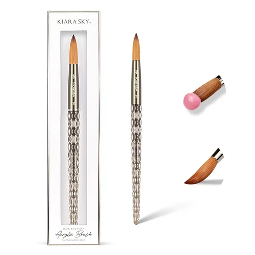 Vista 22 de Kiara Sky Pincel Acrílico #8 - Negro 100% Puro Kolinsky Mango de Corte de Cristal y Resistente al Acetona