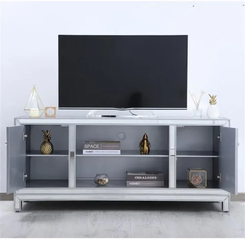 Vista 8 de Elegant Decor Soporte de TV con espejo de 60 pulgadas en plata antigua