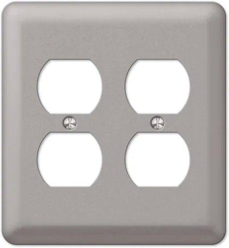 Vista 9 de Amerelle Devon Round Corner Single Rocker/Single Duplex Placa de pared de acero en níquel cepillado