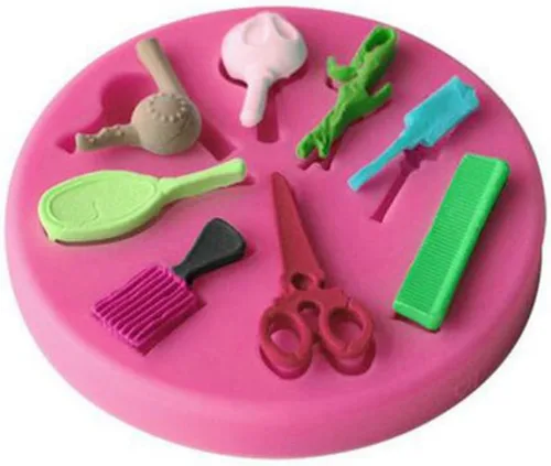 Vista 2 de AKOAK Tijeras creativas Herramientas para el cabello en forma de fondant,Molde de pastel de silicona de caramelo de chocolate de arcilla