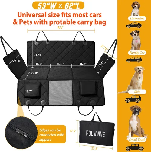 Vista 5 de Extensor de asiento trasero para perros, gran espacio, funda de asiento de automóvil para perro, parte inferior dura con capacidad para 420 libras