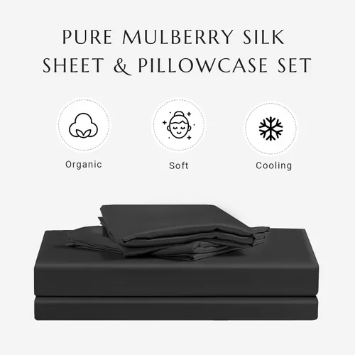 Vista 7 de THXSILK Juego de funda de edredón de seda de 4 piezas, sábanas de seda, juegos de cama de lujo, ultra suave, lavable a máquina, duradera, 100% seda