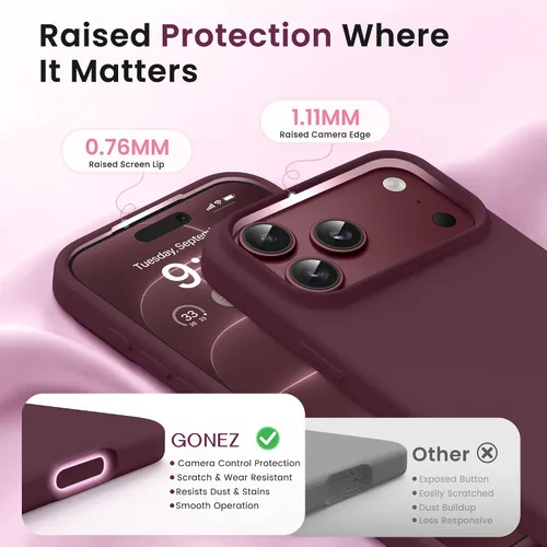 Vista 3 de GONEZ Funda magnética para iPhone 17 Pro, compatible con MagSafe, forro de microfibra antiarañazos y protector de pantalla, control de cámara