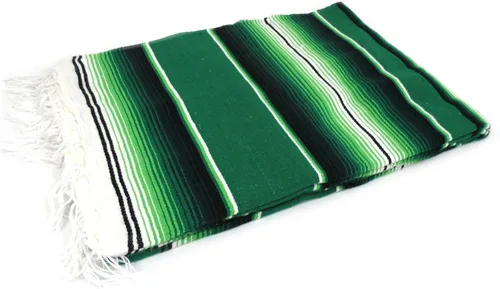 Vista 4 de Leos Imports Manta Mexicana Sarape Saltillo XL - 80 x 60 pulgadas (azul-gris sólido)
